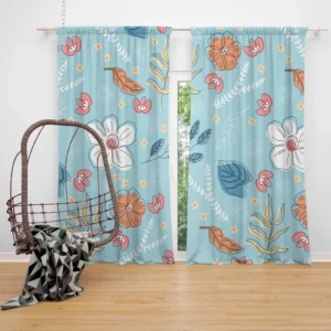 Hand Drawn Spring Floral Pattern Curtain