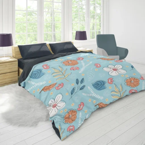 Hand Drawn Spring Floral Pattern Duvet Cover 1