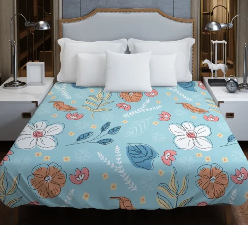 Hand Drawn Spring Floral Pattern Duvet Cover