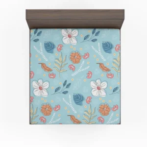 Hand Drawn Spring Floral Pattern Fitted Sheet