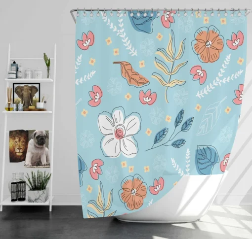 Hand Drawn Spring Floral Pattern Shower Curtain