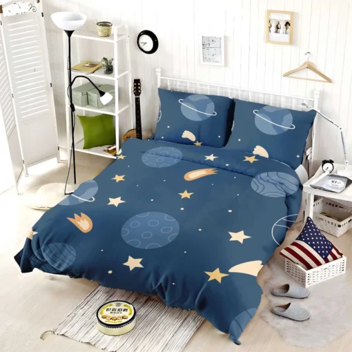 Hand Drawn Stars Planets Bedding Set