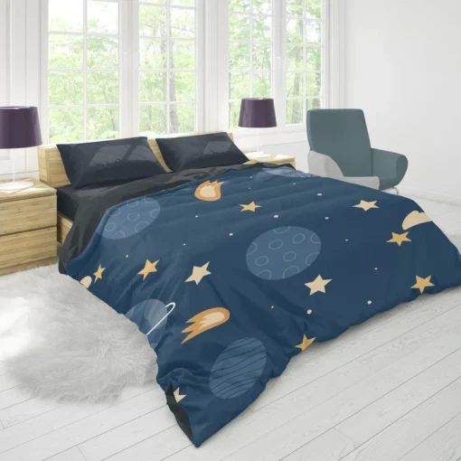 Hand Drawn Stars Planets Duvet Cover 1