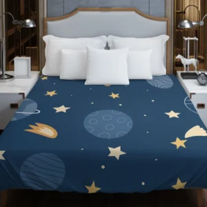 Hand Drawn Stars Planets Duvet Cover