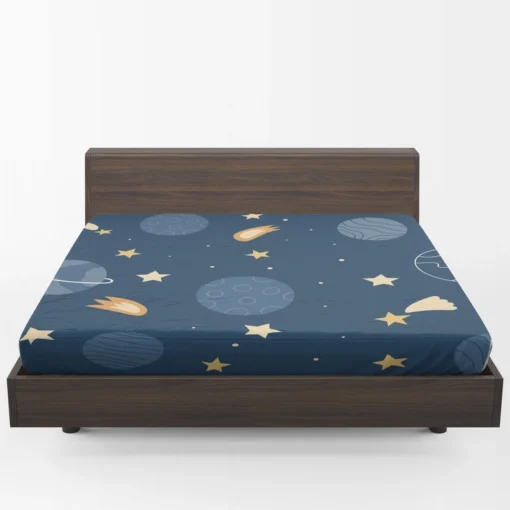 Hand Drawn Stars Planets Fitted Sheet 1