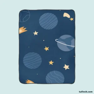 Hand Drawn Stars Planets Fleece Blanket 1