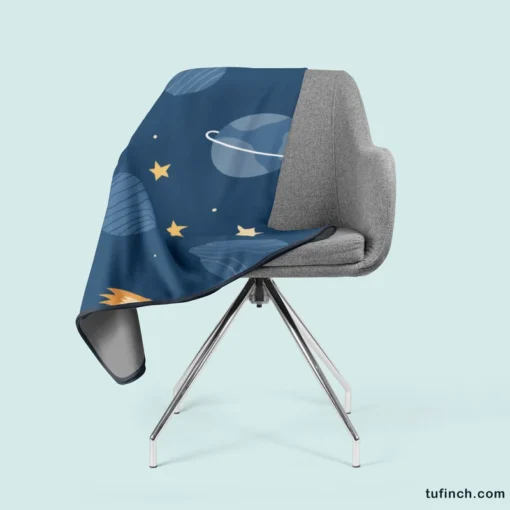 Hand Drawn Stars Planets Fleece Blanket 2