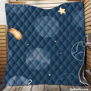 Hand Drawn Stars Planets Quilt Blanket