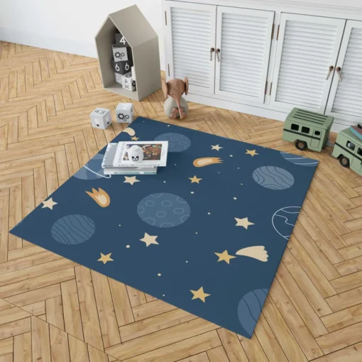 Hand Drawn Stars Planets Rug 1