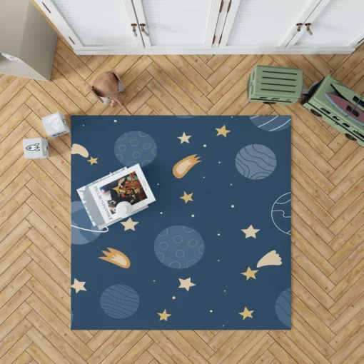 Hand Drawn Stars Planets Rug