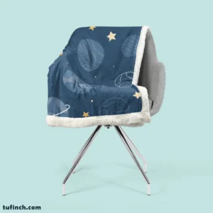 Hand Drawn Stars Planets Sherpa Fleece Blanket 2