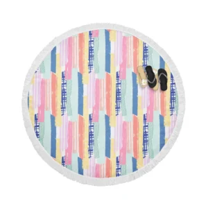 Hand Drawn Stripes Pattern Design Round Beach Towel