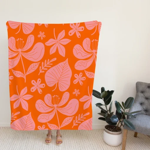 Hand Drawn Summer Duotone Design Fleece Blanket