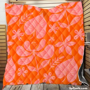 Hand Drawn Summer Duotone Design Quilt Blanket