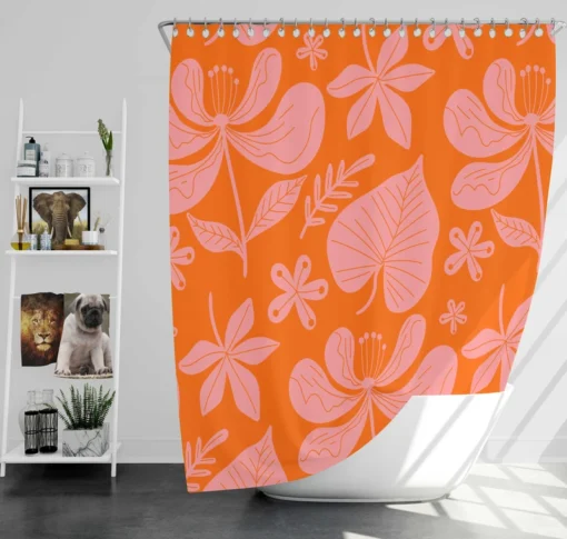 Hand Drawn Summer Duotone Design Shower Curtain