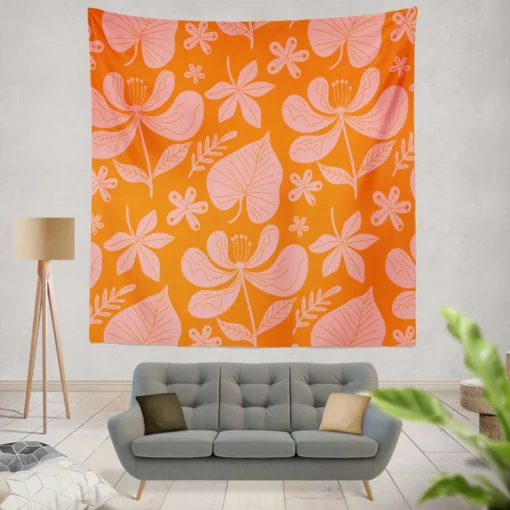 Hand Drawn Summer Duotone Design Wall Tapestry