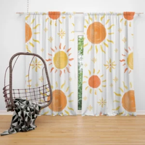 Hand Drawn Sun Design Curtain