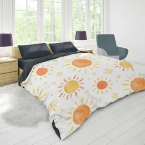 Hand Drawn Sun Design Duvet Cover 1