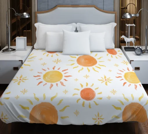 Hand Drawn Sun Design Duvet Cover