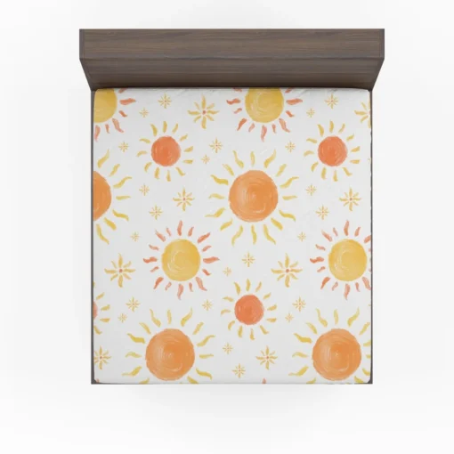 Hand Drawn Sun Design Fitted Sheet