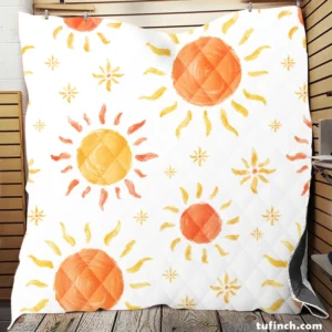 Hand Drawn Sun Design Quilt Blanket