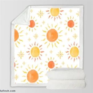 Hand Drawn Sun Design Sherpa Fleece Blanket