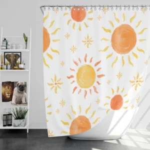 Hand Drawn Sun Design Shower Curtain