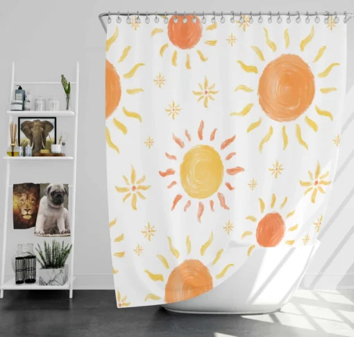 Hand Drawn Sun Design Shower Curtain