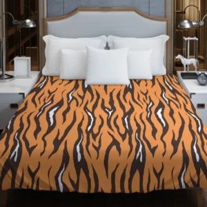 Hand Drawn Tiger Print Background Duvet Cover