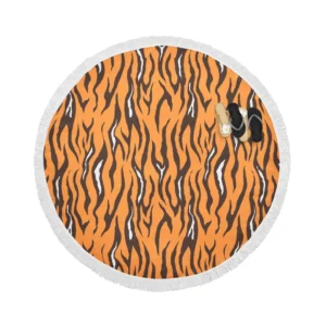 Hand Drawn Tiger Print Background Round Beach Towel