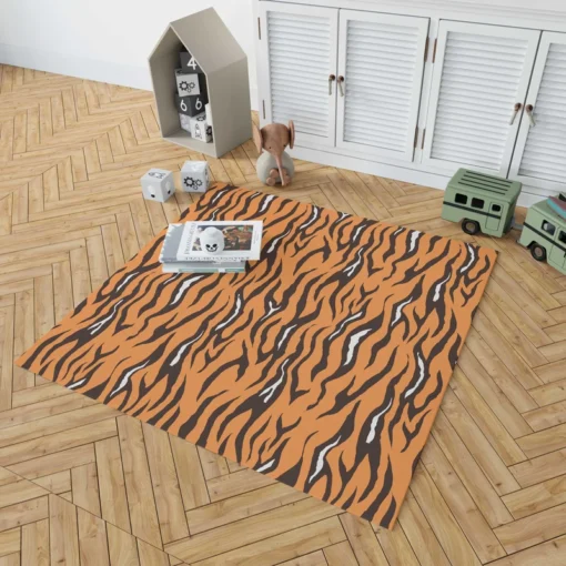 Hand Drawn Tiger Print Background Rug 1