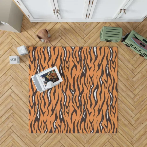 Hand Drawn Tiger Print Background Rug