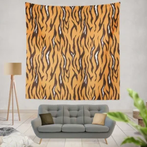 Hand Drawn Tiger Print Background Wall Tapestry