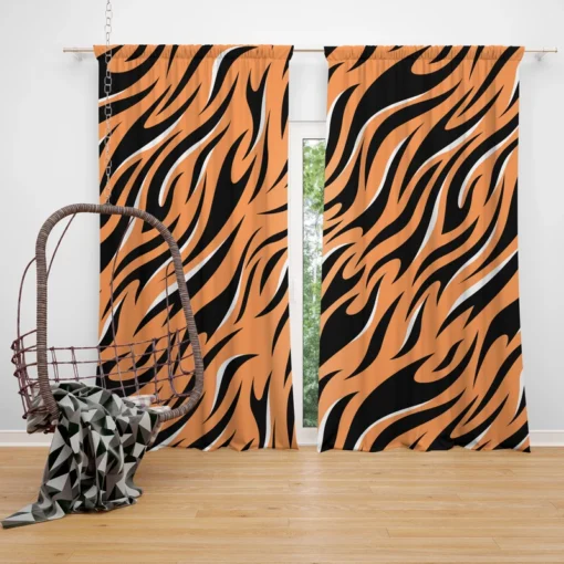 Hand Drawn Tiger Skin Design Curtain