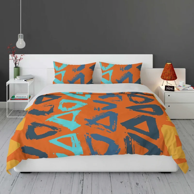 Hand Drawn Triangle Brush Design Bedding Set 1