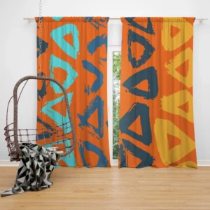 Hand Drawn Triangle Brush Design Curtain