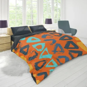 Hand Drawn Triangle Brush Design Duvet Cover 1