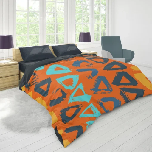 Hand Drawn Triangle Brush Design Duvet Cover 1