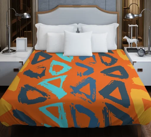 Hand Drawn Triangle Brush Design Duvet Cover