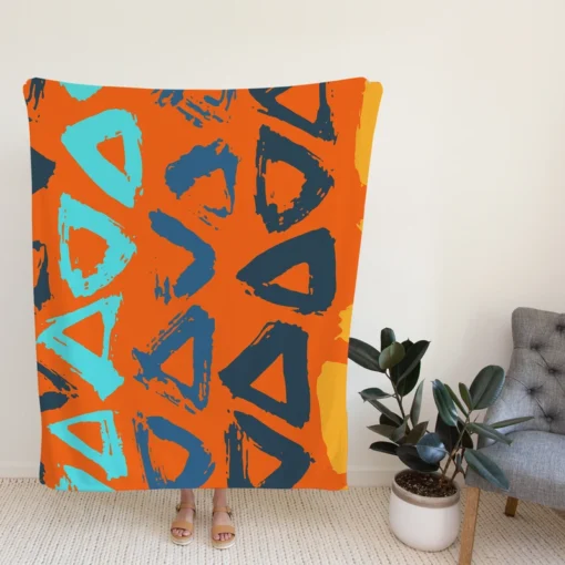 Hand Drawn Triangle Brush Design Fleece Blanket