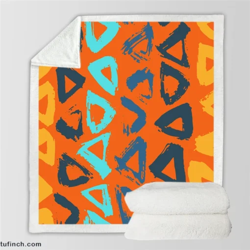 Hand Drawn Triangle Brush Design Sherpa Fleece Blanket