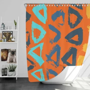 Hand Drawn Triangle Brush Design Shower Curtain