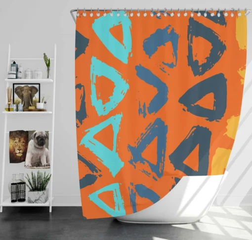 Hand Drawn Triangle Brush Design Shower Curtain