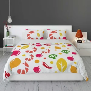 Hand Drawn Tropical Fruit Pattern Bedding Set 2