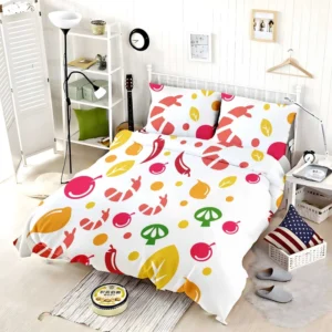 Hand Drawn Tropical Fruit Pattern Bedding Set