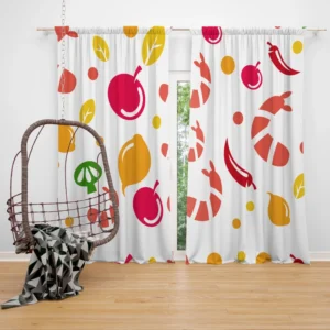 Hand Drawn Tropical Fruit Pattern Curtain