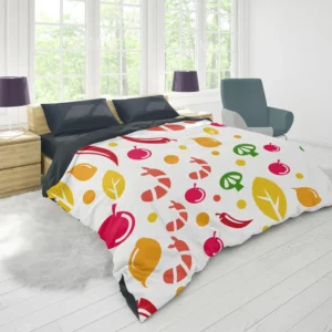 Hand Drawn Tropical Fruit Pattern Duvet Cover 1