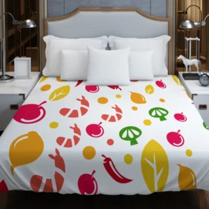 Hand Drawn Tropical Fruit Pattern Duvet Cover