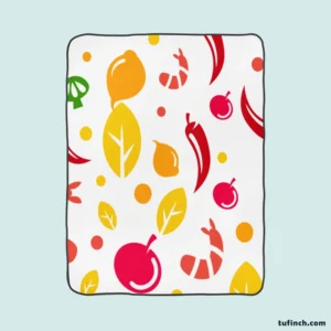 Hand Drawn Tropical Fruit Pattern Fleece Blanket 1