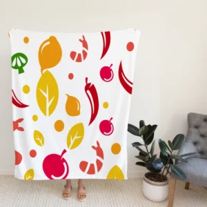 Hand Drawn Tropical Fruit Pattern Fleece Blanket